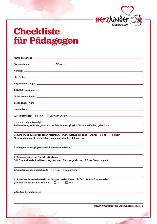 Checkliste für Pädagogen_Herzkind in der Schule