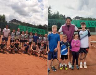 Herzmamas organisierten Tennistraining mit Tennistrainer Wolfgang Thiem